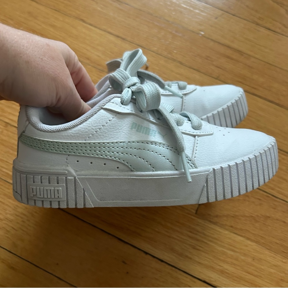 Puma Kids 12.5 White and Mint Sneakers